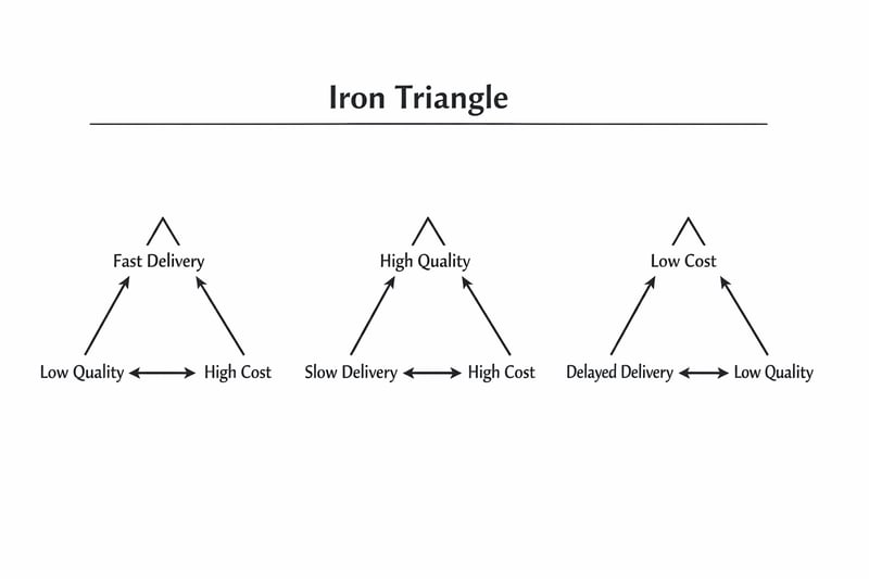 Iron Triangle Diagram in Monochrome Line Art