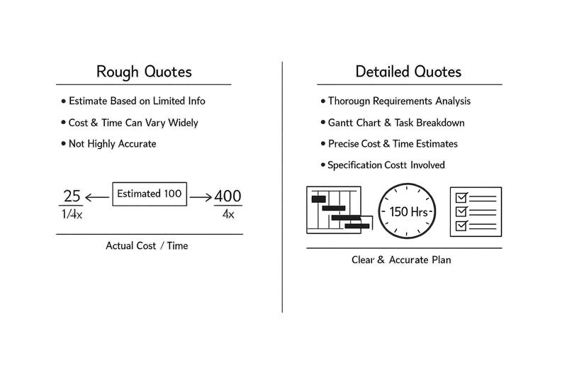 Rough vs Detailed Quote Visual Concept Diagram