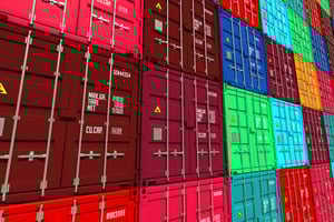 Stacked Colorful Cargo Containers. Industrial and Transportation Background.-1